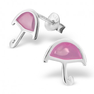 Stříbrné náušnice pro děti "Světle růžový deštník". Ag 925/1000